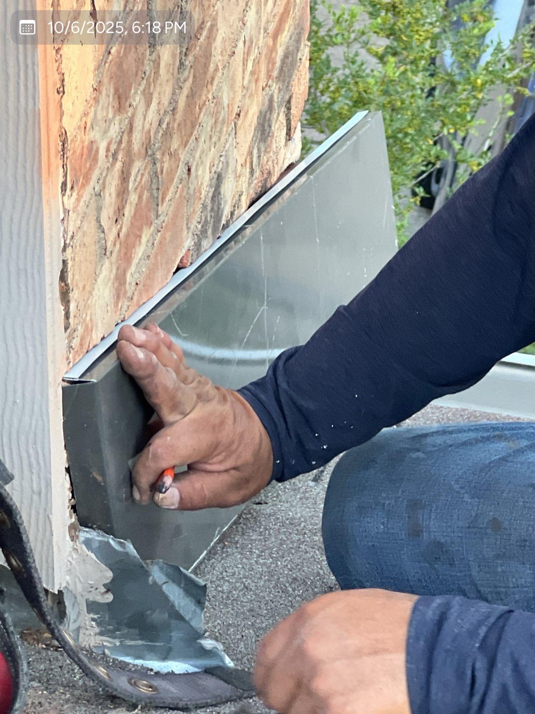 Chimney damage assessed before repair