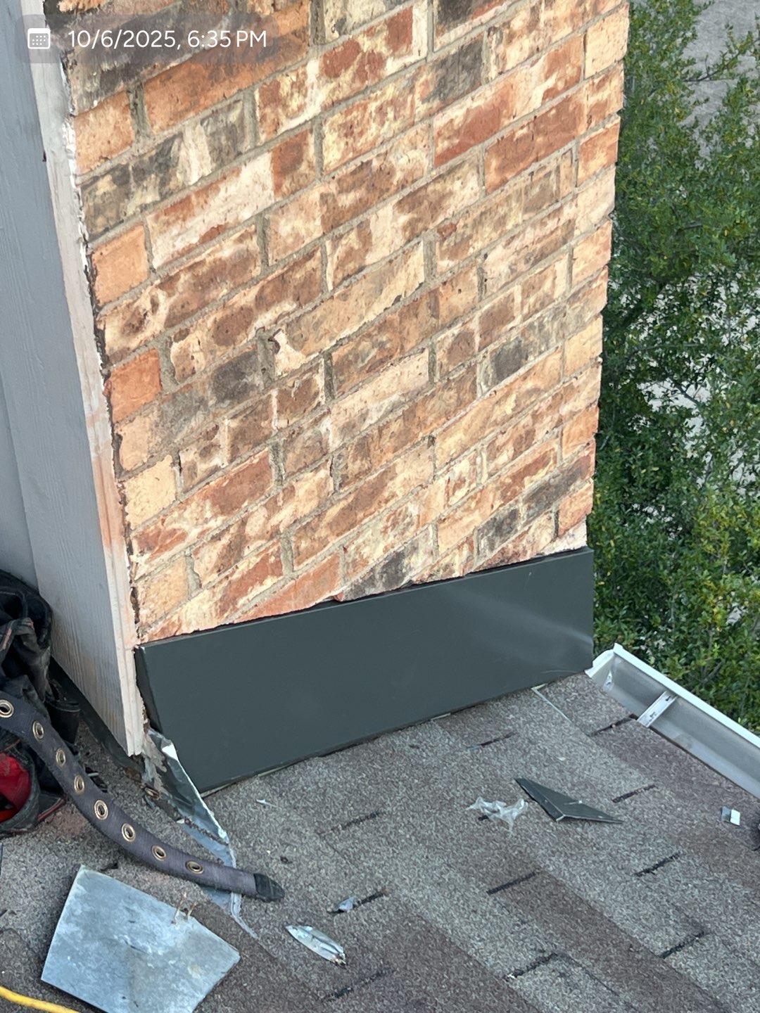 Chimney prepared for repair work