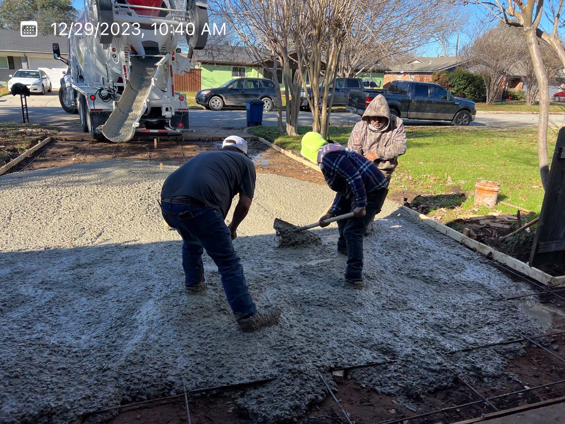 Concrete crew placing and finishing concrete for MVP