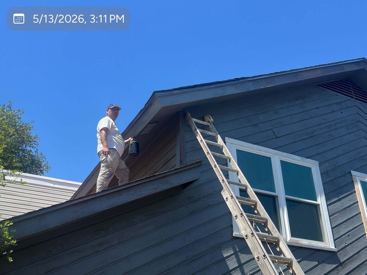 MVP crew member finishing an exterior repair after rodent damage