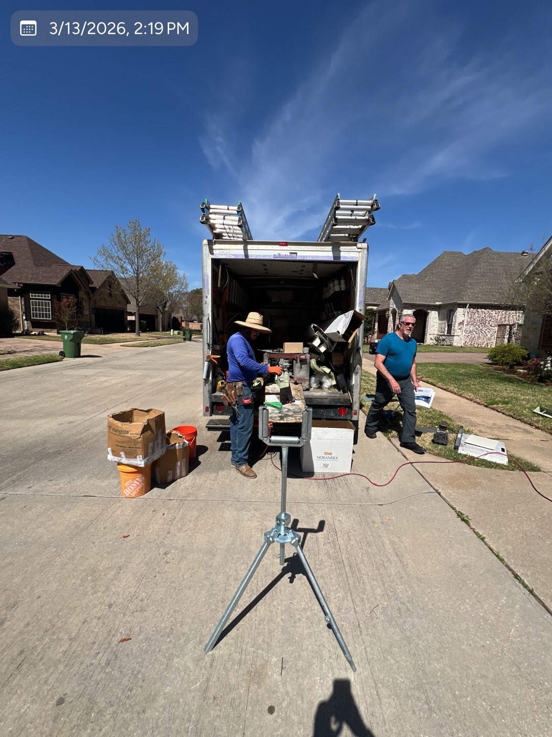 MVP gutter crew forming seamless gutter material at the project site