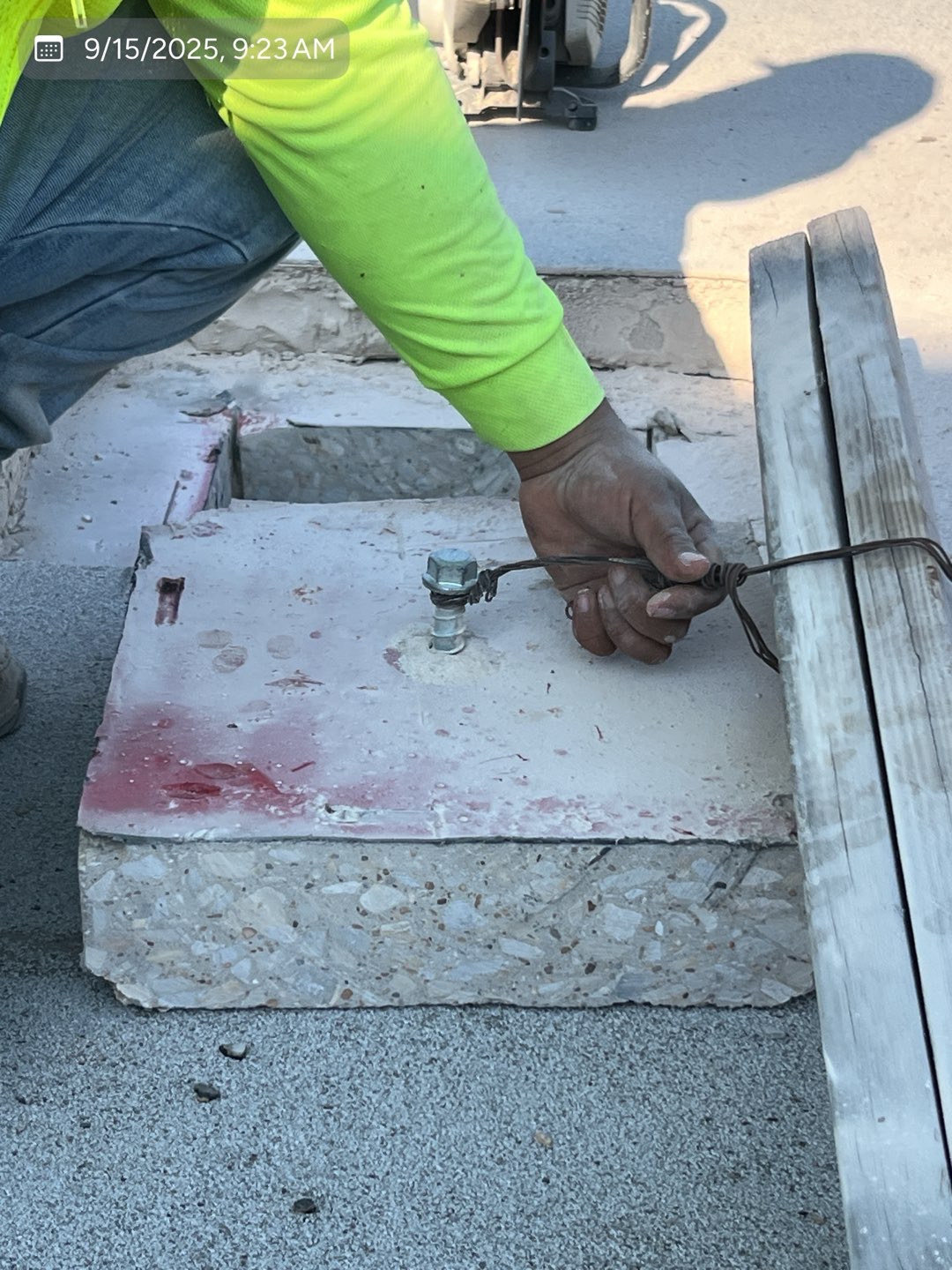 Concrete floor marked for precision saw cutting